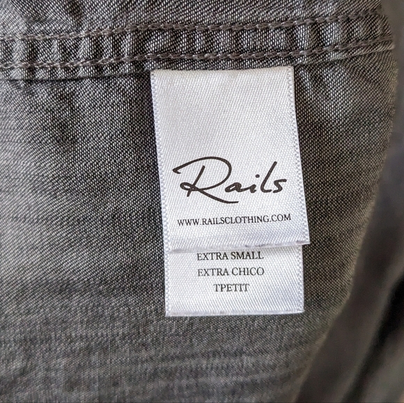 Rails Alexandra Chambray Distressed Grey Denim Shirt Button Long Sleeve XS - Picture 5 of 7